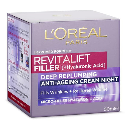 L'Oréal Paris Revitalift Filler Renew Crema de Noche, 1.7 oz 50ML