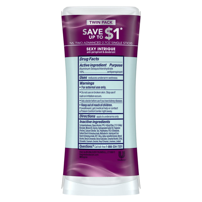 DEGREE FOR WOMEN AP ADV (2.6 Oz) - SEXY INTRIGUE - 2 PACK - ToskiShop