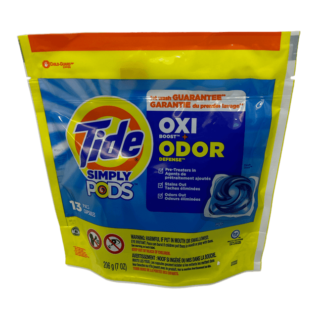 Detergente líquido para ropa Tide Simply Pods Odor Rescue 3 en 1, 13 unidades