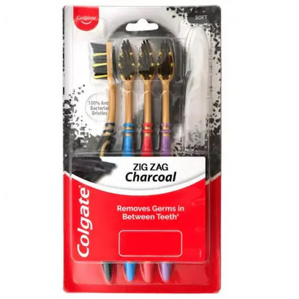 COLGATE ANTIBACTERIAL ZIGZAG CHARCOAL 4PK - ToskiShop