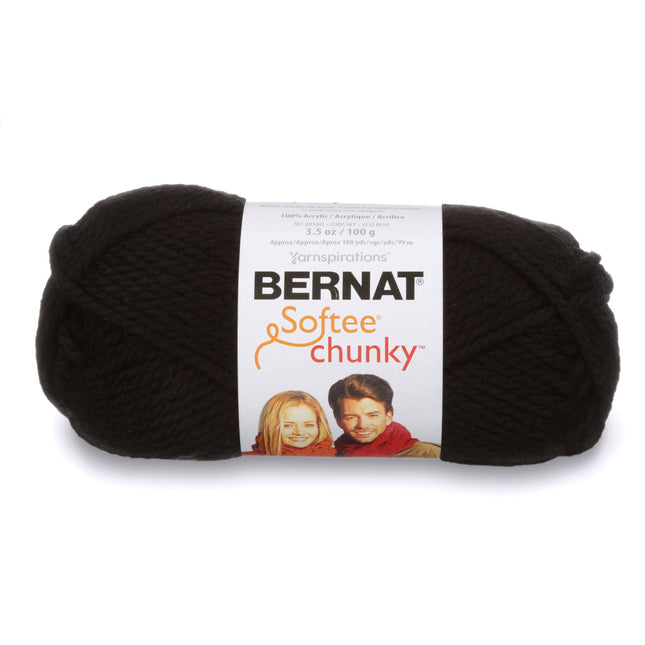 Bernat® Softee Chunky Sb™ #6 Super Bulky Acrylic Yarn, Black 3.5oz/100g 108 Yards - ToskiShop