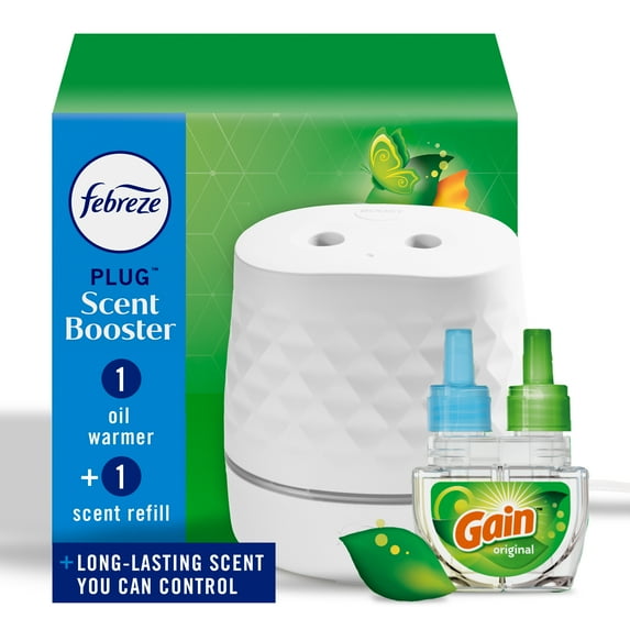 Febreze Plug Scent Booster, Air Freshener, Scented Oil Diffuser, Gain, Starter Kit + 1 Refill - ToskiShop