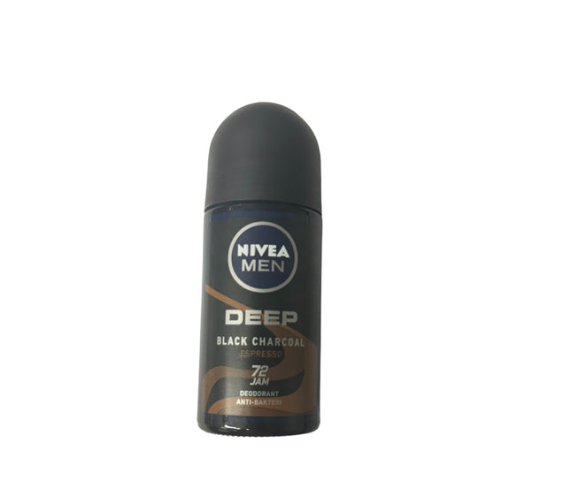 Nivea Men's Deep Black Charcoal Espresso 72-Hour Deodorant with Anti-Bacterial Protection. - ToskiShop