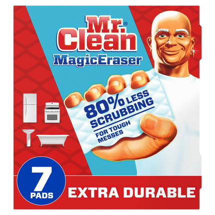 Borrador mágico Mr. Clean, almohadillas de limpieza multiusos extra duraderas con espuma Durafoam, 7 unidades