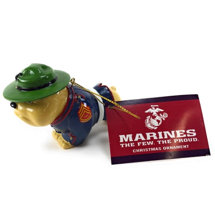Kurt Adler U.S. Marine Corps Bulldog Resin Ornament – Hand-Painted Patriotic Christmas Tree Decoration