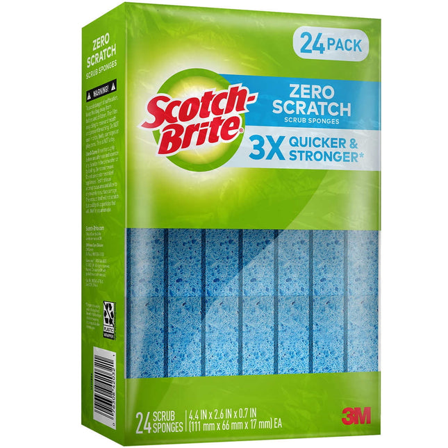 Scotch-Brite Scrub Sponges Zero Scratch Blue 24 Count - ToskiShop