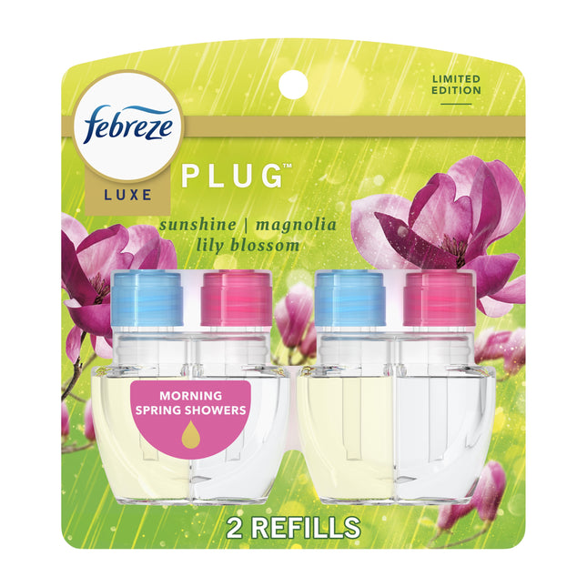 Febreze Plug In Air Freshener, Odor-Fighting Scented Oil Refill, Morning Spring Showers, 2 Refills - ToskiShop